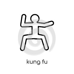 kung fu icon. Trendy modern flat linear vector kung fu icon on w