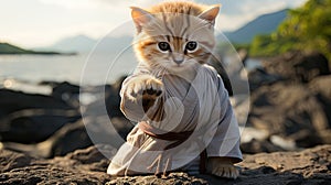 kung fu kitten training outdoor