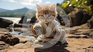 kung fu kitten training outdoor