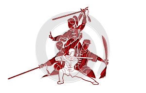 Kung Fu, Wushu with swords pose graphic