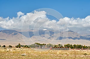 Kungoy Ala-Too or Kungey Alataw mountain view from Ysyk Kol and Tamchy village