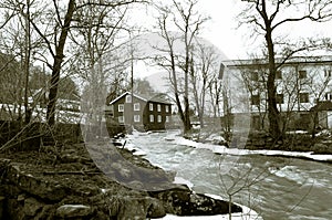 Kungsbacka river with cold water and ice
