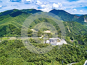 Kunlun Pass Memorial Hall in Nanning, Guangxi, China and the scenery of blue sky and green mountains