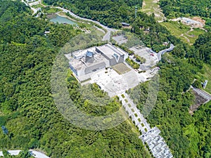 Kunlun Pass Memorial Hall in Nanning, Guangxi, China and the scenery of blue sky and green mountains