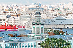 Kunstkamera from a height and roofs of houses panorama of the city Petersburg.