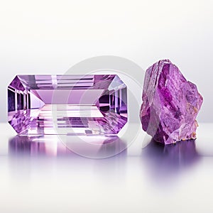 Kunzite displays a delicate pink-purple hue. Its surface radiates a soft, ethereal glow