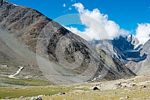 Kunzum Pass Kunzum La in Lahaul and Spiti, Himachal Pradesh, India.