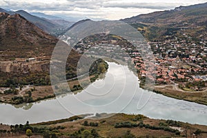 Kura and Aragvi rivers merge