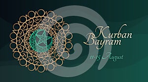 Kurban Bayram banner template with traditional islamic pattern