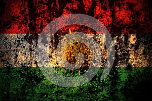 Kurdistan, Kurdish, Kurds flag on grunge metal background texture with scratches and cracks