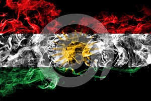 Kurdistan, Kurdish, Kurds smoke flag isolated on black background