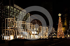 Kurfurstendamm street in Berlin with Christmas decoration and ta