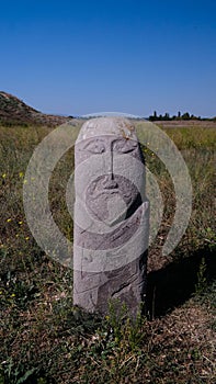 Kurgan stelae aka Balbals near the Berana tower, Tokmok,Chuy Valley Kyrgyzstan