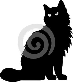 Kurilian Bobtail Cat Black Silhouette Generative Ai