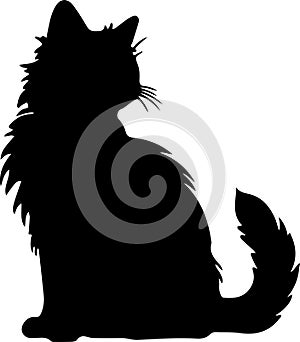 Kurilian Bobtail Cat Black Silhouette Generative Ai