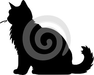 Kurilian Bobtail Cat Black Silhouette Generative Ai