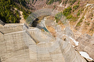 Kurobe dam at Tateyama Kurobe Alpine Route.