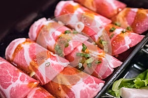 Kurobuta raw pork meat , food background