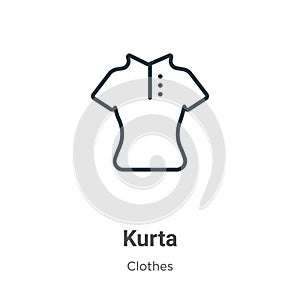 Kurta outline vector icon. Thin line black kurta icon, flat vector simple element illustration from editable clothes concept