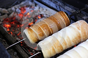 Kurtosh kalach, a sweet spit cake from Hungary Europe