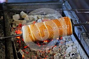 Kurtosh kalach, a sweet spit cake from Hungary Europe