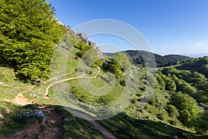 Kurutzeta mountain and surrounding area in Urkiola natural park in the Basque Country Spain