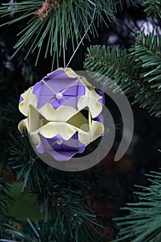 Kusudama Origami decoration in Christmas Tree