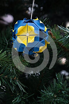 Kusudama Origami decoration in Christmas Tree