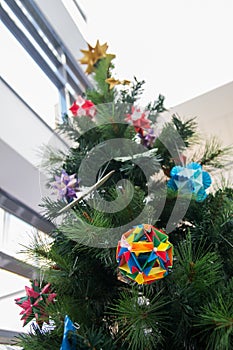 Kusudama Origami decorations in Christmas Tree