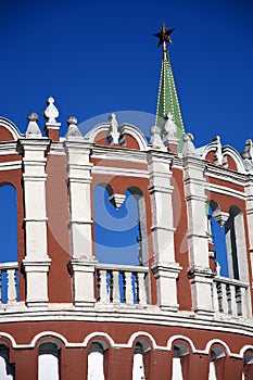 Kutafya round tower in Moscow Kremlin. UNESCO World Heritage Site.