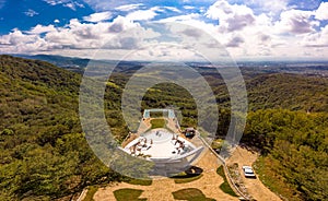 Kutaisi, Georgia. Beautiful Top view to glass bottomed Observation Platform With Clear Floor At Highest Point Of State