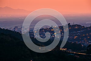 Kutaisi, Georgia. Cityscape Of Kutaisi From Gelati Monastery In Evening