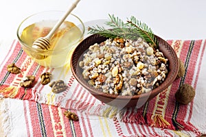 Kutia or kutya is a ceremonial grain dish with sweet gravy traditionally served by Eastern Orthodox Christians