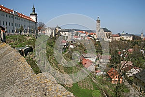 View of the Church of St. James St. Jacob Church and Jesuit College in Kutna Hora,Czech Republic
