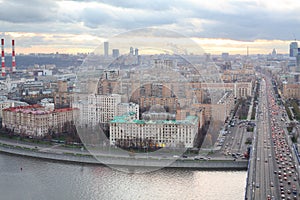 Kutuzovsky prospect, Moskva river and Novoarbatsky bridge