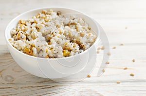 Kutya, a traditional Ukrainian Christmas dish made of wheat groats on the table for Christmas or the old New Year.