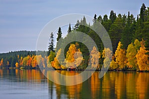 Kuusamo Lake in autumn.