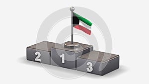 Kuwait 3D waving flag illustration on winner podium.