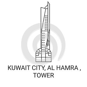 Kuwait City, Al Hamra , Tower travel landmark vector illustration