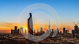 Kuwait City at sunset - Buildings Towers and Construction projects Panorama