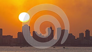 Kuwait cityscape during the sunset timelapse