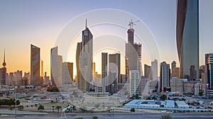 Kuwait cityscape during the sunset timelapse