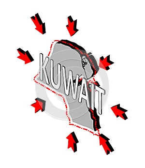Kuwait closes borders, quarantine, protection against coronavirus. Ban on crossing borders. Vector isometric image of Kuwait map