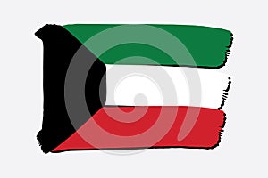 Kuwait Flag with colored hand drawn lines in Vector Format