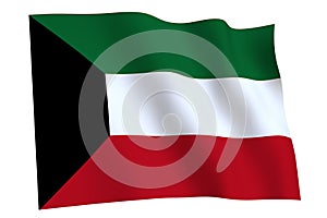 Flag of Kuwait waving in the wind
