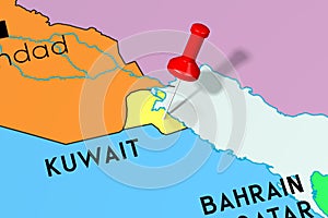 Kuwait, Kuwait City - capital city, pinned on political map
