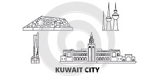Kuwait, Kuwait City line travel skyline set. Kuwait, Kuwait City outline city vector illustration, symbol, travel sights