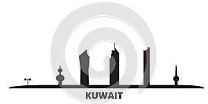 Kuwait, Kuwait city skyline isolated vector illustration. Kuwait, Kuwait travel black cityscape