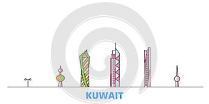 Kuwait, Kuwait line cityscape, flat vector. Travel city landmark, oultine illustration, line world icons