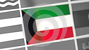 Kuwait national flag of country. Kuwait flag on the display, a digital moire effect.